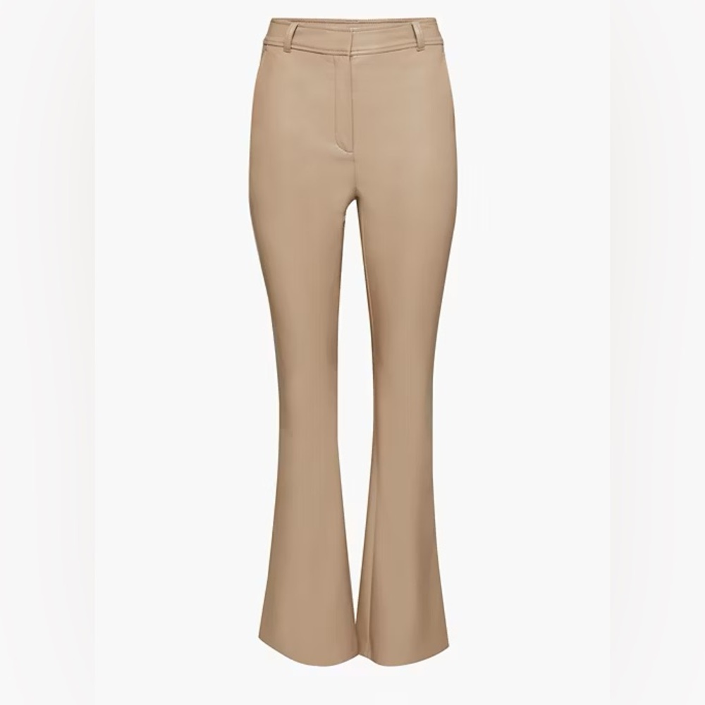 Aritzia Babaton Program Pant Vegan Leather Camel Size 6 High Rise Flare